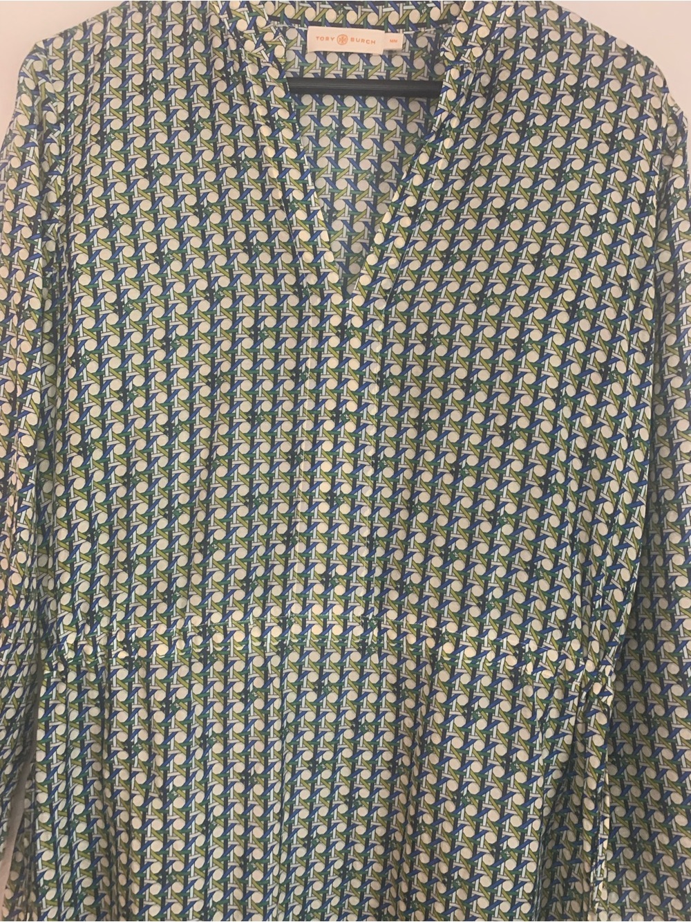 Tory Burch Basket Weave Geo Logo Cotton Caftan Maxi Dress Size M - Picture 5 of 7